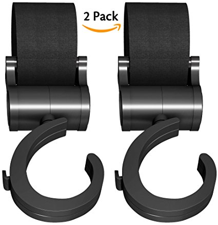 Pack of 2 Handy Stroller Hooks, Multi Purpose Stroller Clips, Perfect Stroller Accessories Clips On Any Baby Stroller Travel Systems, Secure Purses, Diaper Bags, Shopping bags And Lots More by Attmu