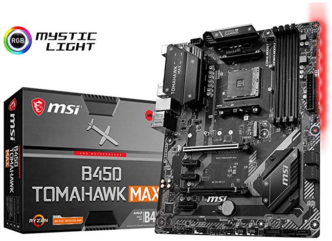 MSI Arsenal Gaming AMD Ryzen 2ND and 3rd Gen AM4 M.2 USB 3 DDR4 DVI HDMI Crossfire ATX Motherboard (B450 Tomahawk Max)