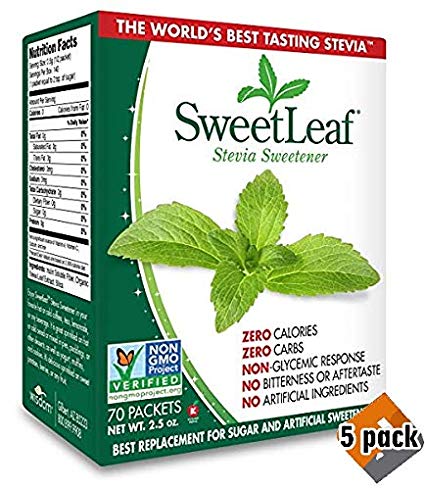 SweetLeaf Natural Stevia Sweetener, 70 Count - 5 Pack