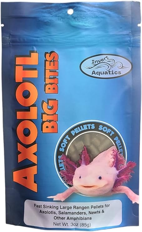 Axolotl Big Bites - Fast Sinking, Soft Pellet Daily Diet for Axolotls, Newts, Salamanders & Other Amphibians (3 oz (85g))