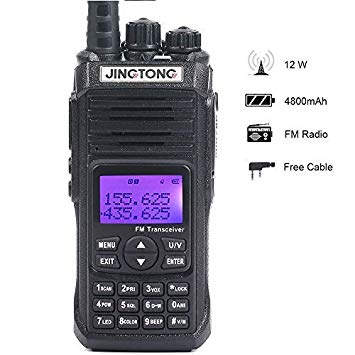 Jingtong JT-5988HP V2 High Power 12-Watt Tri-Power Dual Band Portable Two Way Radio (136-174Mhz VHF & 400-480Mhz UHF) Amateur Handheld Transceiver (Ham)