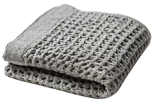 Nutrl Home Waffle Weave Hand Towel - Antimicrobial 100% Supima Cotton (Grey, 30 x 20 Inch) Premium Luxury Hand Finger Towels - Perfect for Hotels, Travel, Bathrooms, Spa, and Gym