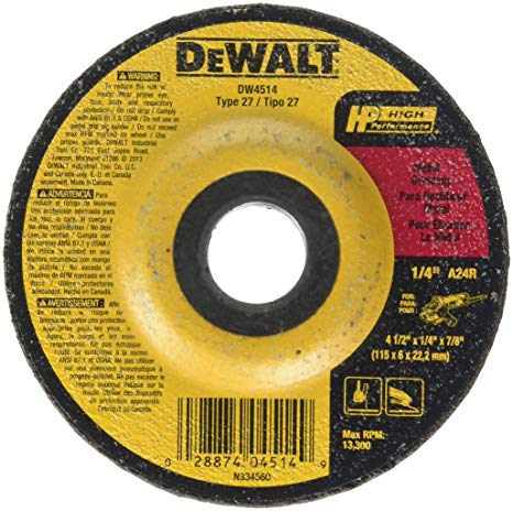 DEWALT DW4514 ral Purpose Metal Grinding Wheel, 4-1/2 X 1/4-Inch