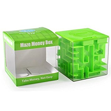 Leoie Money Maze Puzzle Box Saving Banks Coin Cash Coin -Perfect Christmas Gifts or Birthday Unique Gifts for Kids- Fun and Inexpensive safe Game Challenge For Develop Intelligence Green