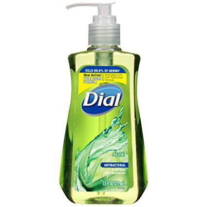 Dial Antibacterial Liquid Hand Soap, Aloe, 7.5 Fluid Ounces (Pack of 12)