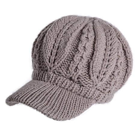SIGGI 50%/100% Wool Newsboy Cap Winter Hat Visor Beret Cold Weather Knitted