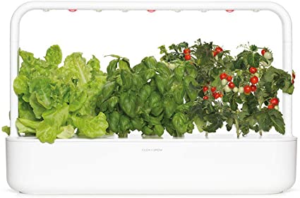 Click and Grow Smart Garden 9 Indoor Gardening Kit (Includes 3 Mini Tomato, 3 Basil and 3 Green Lettuce Plant pods), White