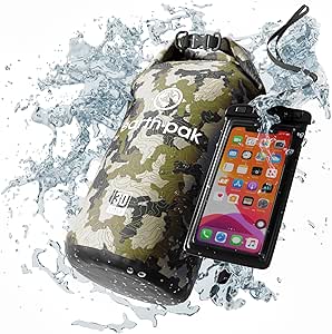 Earth Pak Waterproof Dry Bag - Roll Top Waterproof Backpack Sack Keeps Gear Dry for Kayak with Waterproof Phone Case