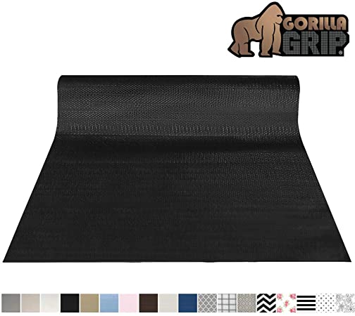 Gorilla Grip Original Smooth Top Slip-Resistant Drawer and Shelf Liner, Non Adhesive Roll, 17.5 Inch x 10 FT, Durable Kitchen Cabinet Shelves Liners for Kitchens Drawers and Desks, Black