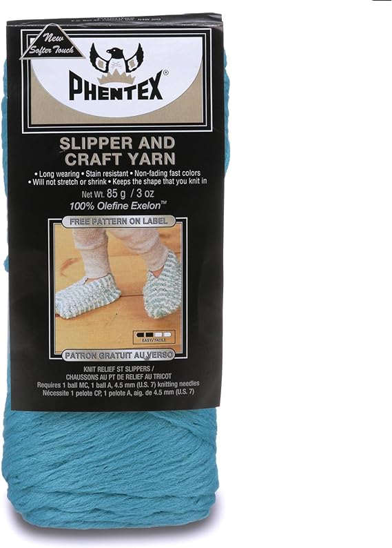 Phentex Slipper & Craft Yarn, 3 Ounce, Aqua, Single Ball