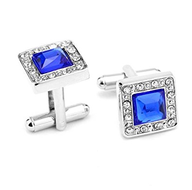 LBFEEL Big Crystal Cufflinks for Men in Blue and Pink