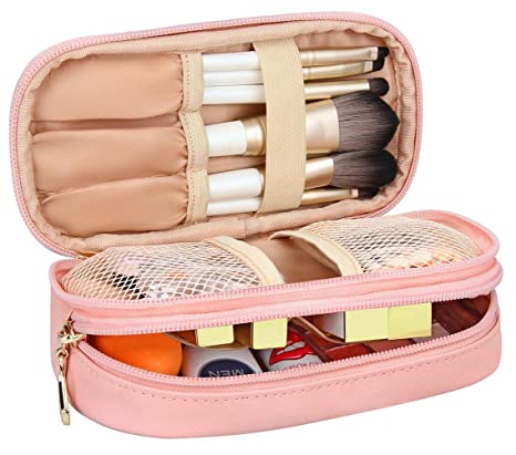 MONSTINA Makeup Bag for Women,Pouch Bag,Makeup Brush Bags Travel Kit Organizer Cosmetic Bag (small, pink)