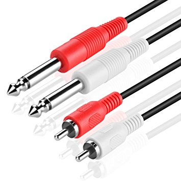 TNP Premium Dual 1/4 Inch To Dual RCA Audio Cable (10FT) - Male 6.35mm 1/4" Phono Mono to RCA Connector Wire Cord Plug Jack