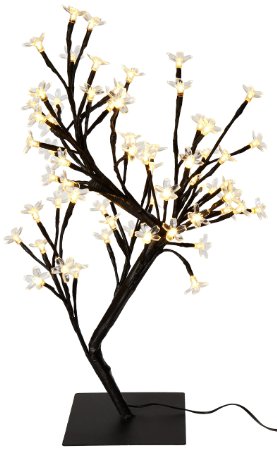 Creative Motion 64-Piece Warm LED Lights Desk Top Cherry Blossom Tree, 17.71-Inch, White