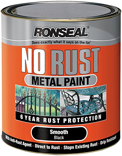 Ronseal NRSMBL25L 2.5L No Rust Metal Paint - Smooth Black