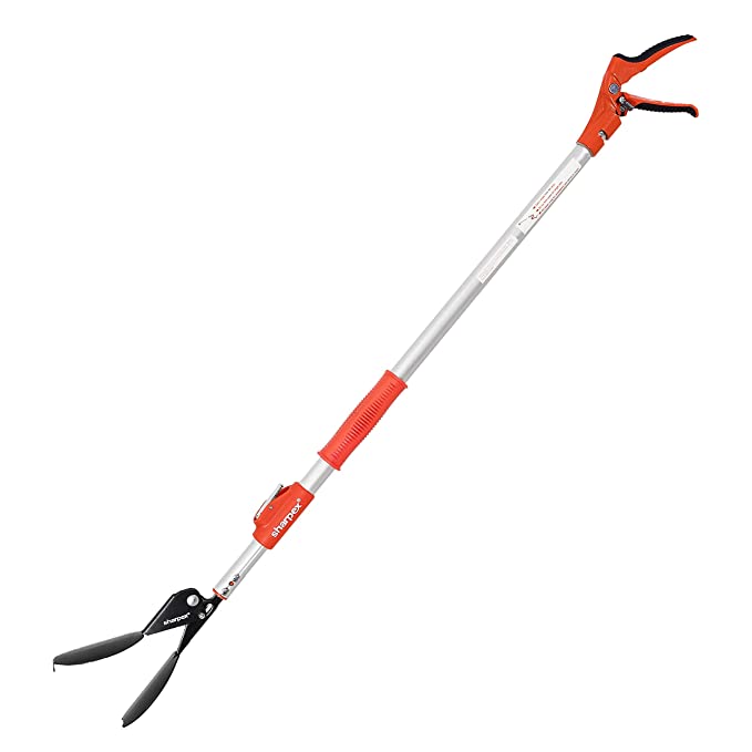 Sharpex Long Reach Heavy Duty Telescopic Catcher Garden Picker Tool, Garden Aluminum Grabber Stick (Orange)