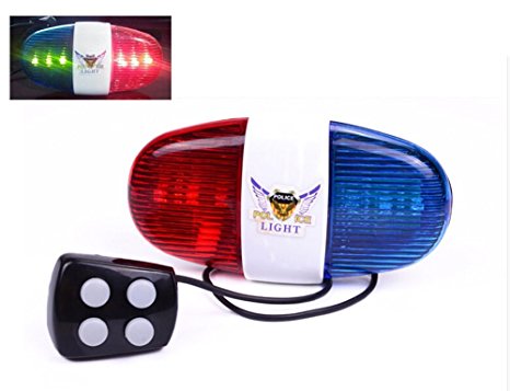 Wolfride® Cycling Bike Electric Horn [4 Sounds] Bicycle Police Siren Bell [6 LED Lights]
