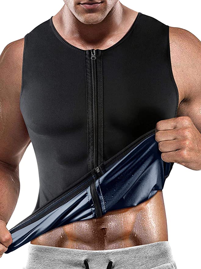 Men Sauna Sweat Vest Hot Polymer for Men Waist Trainer Vest, Sauna Suit Slimming Workout Tank Top Body Shape for Men with Zipper