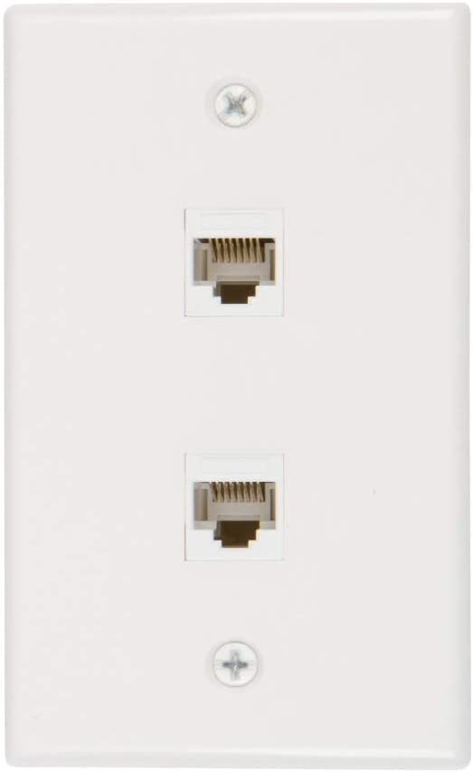 Buyer's Point 2 Port Cat6 Ethernet Wall Plate, Female-Female White (1, 2 Port)