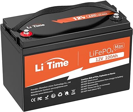 Litime 12.8V 100Ah Max Lithium Battery LiFePO4 Deep Cycle Battery, Built-in 150A BMS, 1280Wh Energy, 4000  Cycles, 1920W Load Power, Perfect for RV, Home Emergency, Solar System, Off-Grid, Boat