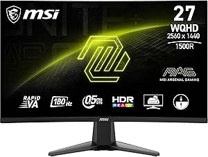 MSI MAG 27CQ6F écran Gaming incurvé FHD de 27" - Dalle Rapid VA 2560 x 1440 1500R, 180 Hz / 0,5ms (GtG, Min.), AMD FreeSync™ - DP 1.2a, HDMI™ CEC