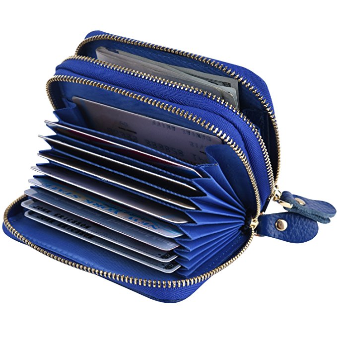 Kinzd Accordion Wallet RFID Leather Card Wallet for Women Credit Card Holder