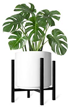 Mkono Plant Stand Mid Century Modern Tall Flower Pot Stands Indoor Outdoor Metal Potted Plant Holder, Plants Display Rack Fits Up to 12 Inch Planter(Planter Not Included)