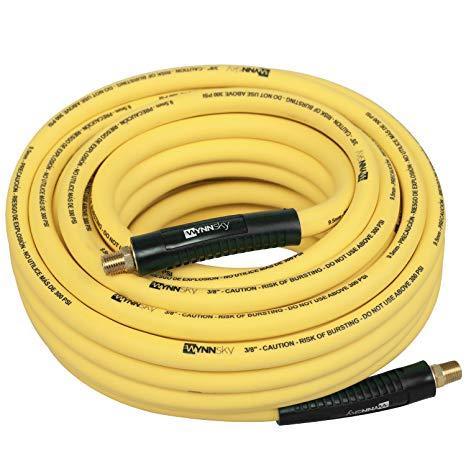 WYNNsky Hybrid Air Hose 3/8 in X 50ft, 1/4"MNPT Fittings, 300 PSI Max Working Pressure,Non-Kinking, Lightweight, Flexible in Extreme Cold Weather, Excellent UV, Oil and Abrasion Resistant