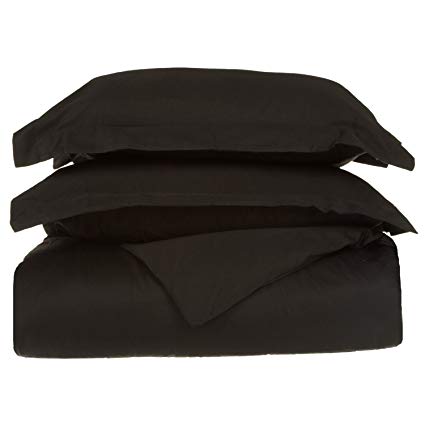 100% Egyptian Cotton 650 Thread Count, Twin 2-Piece Duvet Cover Set, Single Ply, Solid, Black