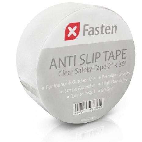 XFasten Anti Slip Tape Clear, 2-Inch by 30-Foot Safety Track Tape