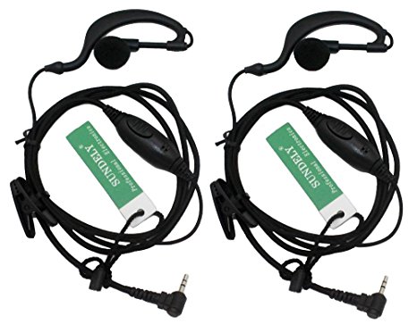 2 x SUNDELY® SportClip Clip-On Headphones Ear Clip / Ear Hook Headset / Earpiece for Cobra Radio / Walkie Talkie 1-pin Jack