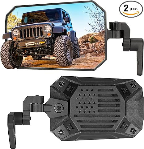 JOYTUTUS Wrangler Mirrors Doors Off or Doors On Compatible with Wrangler TJ JK & Unlimited, Wrangler JK Side Mirrors for Wrangler 1997-2018, Wider View No Vibrate & Wobble