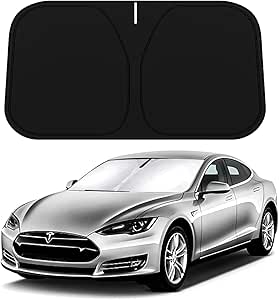 D-Lumina Windshield Sun Shade for 2016-2024 Tesla Model X Accessories, Front Window Sunshade Sun Visor Protector Block UV Rays Heat, Foldable 2 Layers 210T Material