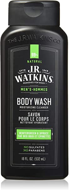 J.R. Watkins Wintergreen and Spruce Natural Daily Moisturizing Body Wash, Hydrating Shower Gel for Men and Women, Free of SLS, USA Made and Cruelty Free, 532 Milliliters