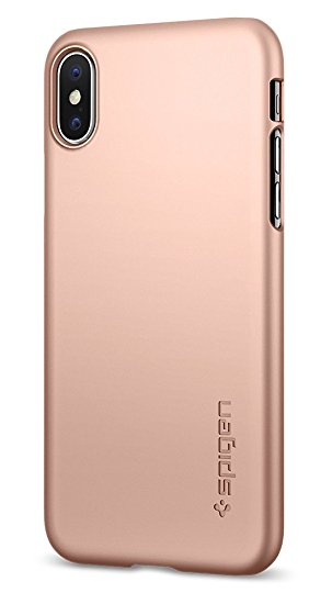 Spigen Thin Fit iPhone X Case with Premium Matte Finish Coating and QNMP Compatible for Apple iPhone X (2017) - Blush Gold