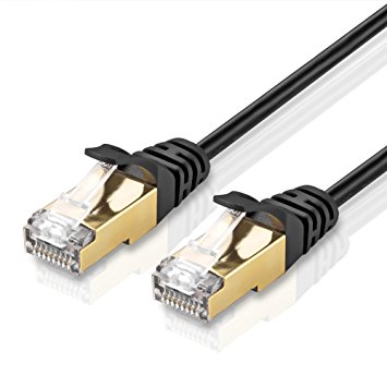 TNP Products TNP Cat6 Ethernet Patch Cable - Professional Gold Plated Snagless RJ45 Connector Computer Networking LAN Wire Cord Plug Premium Shielded Twisted Pair (1.5FT, Black)