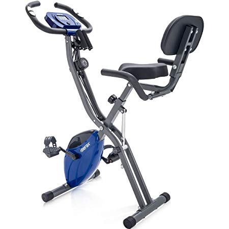 Merax Folding 3 in 1 Adjustable Exercise Bike Convertible Magnetic Upright Recumbent Bike, with Arm Resistance Bands