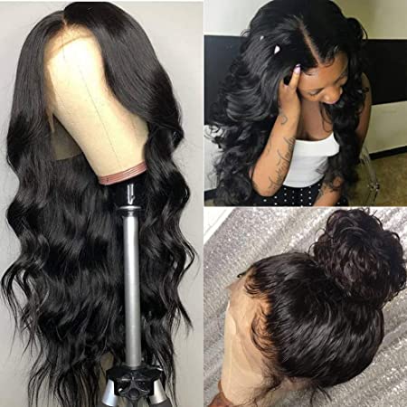 ISEE Hair Young 150% Density Brazilian Body Wave Lace Front Wigs Human Hair Glueless Lace Front Human Hair Wigs For Women Black Pre Plucked Unprocessed 8A Virgin Brazilian Hair Wig(22’’ Natural Color)