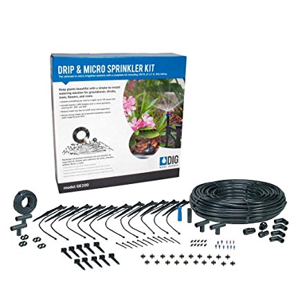 DIG 700 Sq. Ft. Coverage Easy to Install Automatic Lawn Watering Drip Irrigation and Micro Sprinkler System Kit (124 Pieces Including Instruction)