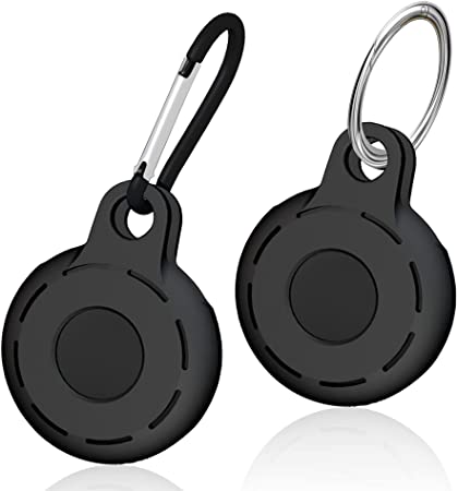 Arae Airtag Case/Airtag Keychain Full Protection Airtag Holder Accessories - 2 Pack Black