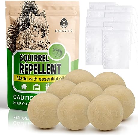 SUAVEC Squirrel Repellent, Chipmunk Repellent, Squirrel Repellents Outdoor, Squirrels Deterrent for Garden, Squirrel Repellant for Attic, Squirrel Away, Mint Rodent Repellent-8 Packs