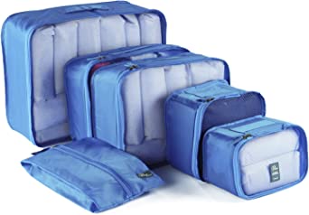 6 Set Packing Cubes - Travel Organizers with Laundry Bag