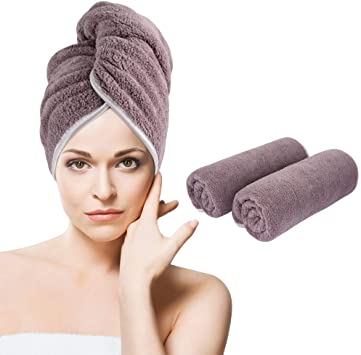 Sunland Microfiber Hair Towel For Drying Curly, Long & Thick Hair Super Absorbent Anti-Frizz Quick Dry Magic Hair Turban 20 inch X 40 inch