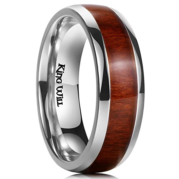 King Will NATURE 7MM Titanium Ring Koa Wood Inlay Comfort Fit Wedding Band For Men Women