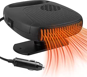 12V Car Heater, 360 Degree Rotation Portable Car Heater Fan Plugs in Cigarette Lighter, 2 in 1 Heating Defogging and Cooling, 120 Watts, Black