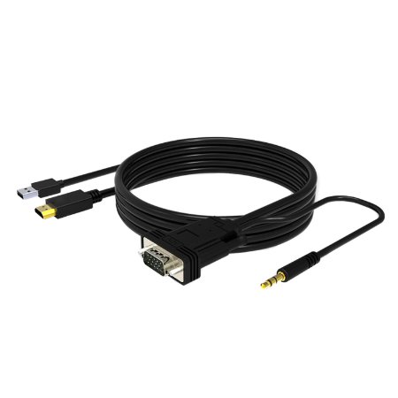 VAlinks 6 Feet Full HD HDMI Male to VGA Male D-SUB 15 Pin MM Connector Plug and Play Adapter Converter Cable One-way Transmission ONLY from HDMI to VGA with 35mm Audio Output and External USB Power Supply Support Signal Conversion from HDMI Laptop PC DVD TV Box to VGA Monitors Projects TV - 6ft18M BLACK