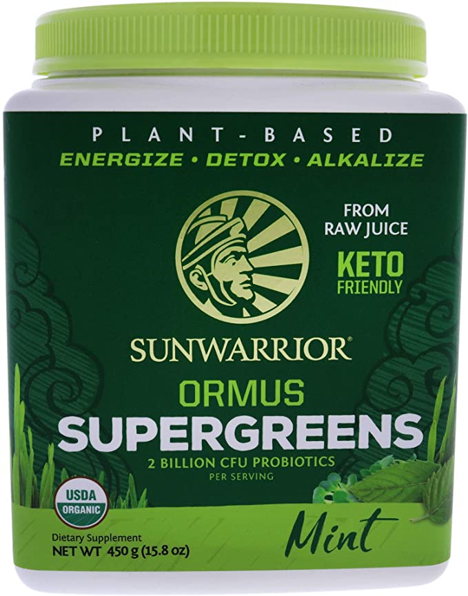 Sunwarrior - Ormus Supergreens, Organic Greens Superfood Powder with Trace Minerals, Gluten Free, Non-GMO, Mint, Perfect for Any Lifestyle (450 Gram)