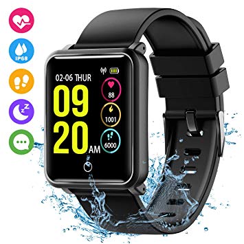 Seneo Fitness Watch, Waterproof IP68 Smartwatch Colour Screen Fitness Tracker with Heart Rate Monitor Sleep Monitor Steps Counter Call SMS SNS Remind Activity Tracker for Men/Women for Android iOS