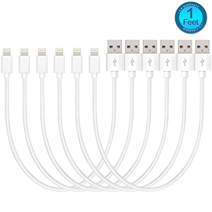 Lightning to USB Charger Cable, Flebi 1 Feet Short Charging Cord Apple Charger for iPhone iPad iPod ( 6 Pack )