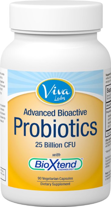 Viva Labs ADVANCED Probiotics 25 Billion CFU BioXtend Technology for Targeted Release and Increased Absorption 90 Caps